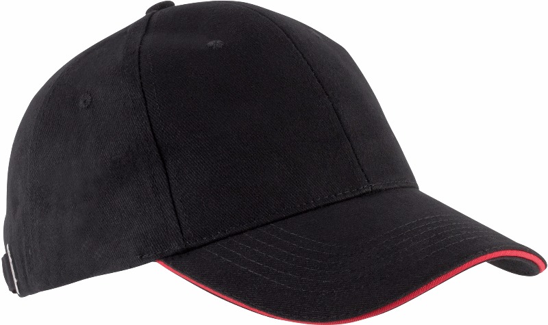 Casquette Orlando 6 panneaux rouge liseré noir - KARIBAN